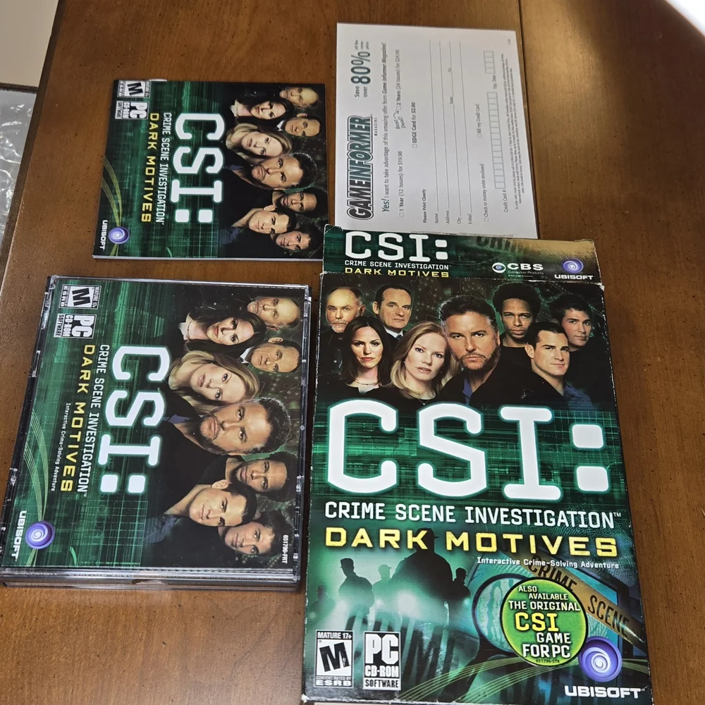 CSI Dark Motives PC Game Complete 3 Disc Set w Case Manual